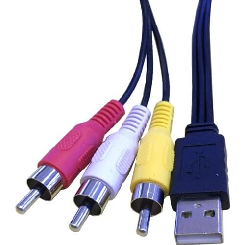 USB to RCA Cable USB2.0 Male to 3 RCA Male Coverter Stereo Audio Video Cable Television Adapter Wire AV A/V TV Adapter
