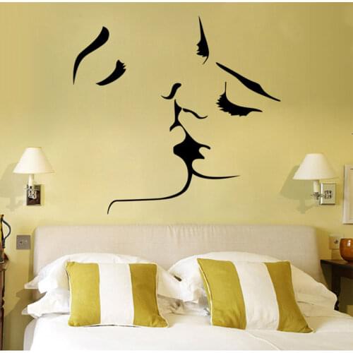 Creative Black Lovers Kiss home decal wall sticker removable wedding decoration Diy 3d wallpaper