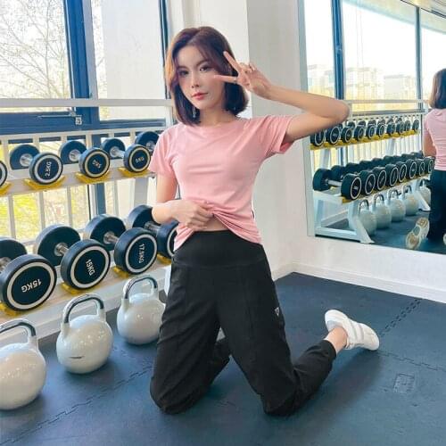 Yoga Crop Top Sports Suit Female Gym Net Red Loose Large Summer Thin Beginner Running Fast Dry Clothes Mujer Camisetas