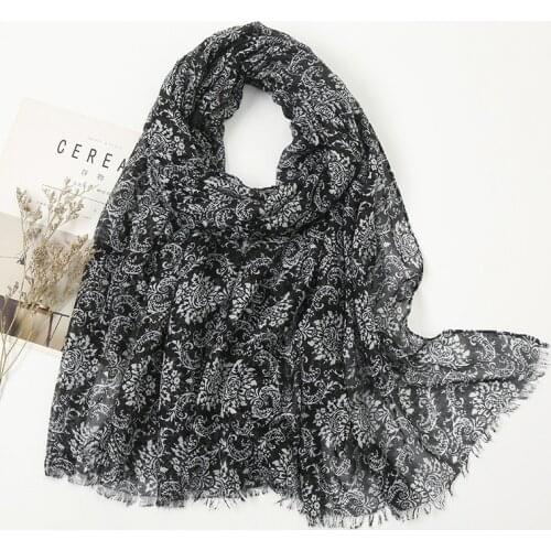 Fashion Aztec Plain Floral Fringe Viscose Shawl Scarf Lady High Quality Print Pashmina Stole Wrap Muslim Hijab Sjaal 180*90Cm