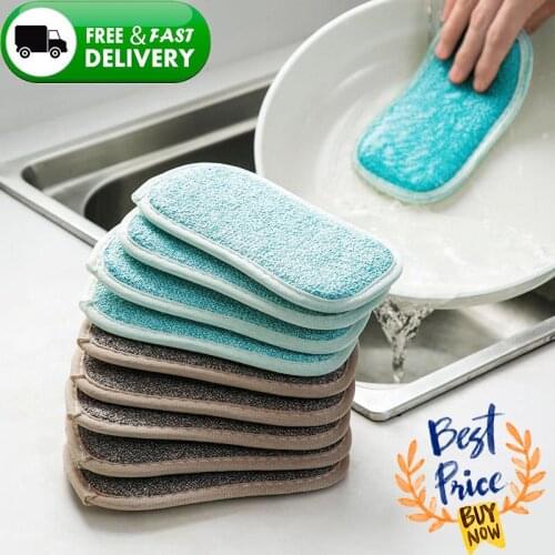 Powerful Dishcloth Cleaning Brush Household Washing Artifact Double-sided Sponge Wipe Scouring Pad Kitchen Accessories gadgets