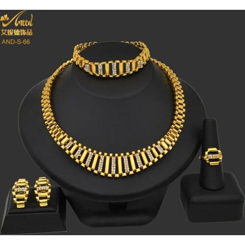 New Brazilian Gold Plated Jewelry Sets Dubai Earrings Necklace Sets For Women Rings African Wedding Bracelet Gift Jewellery
