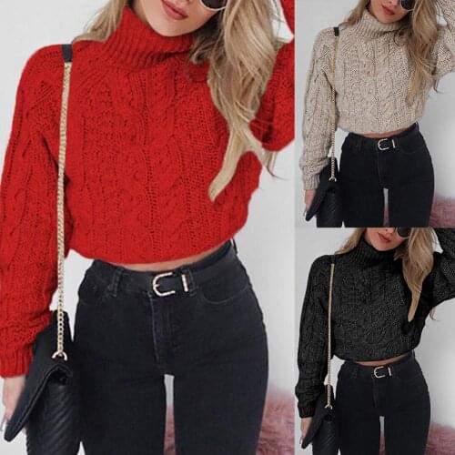 Autumn Winter Women Sweaters Thicken Warm Turtle Neck Sweater for Women Short Knitted Sweater Pullover Women Jumpers pull femme