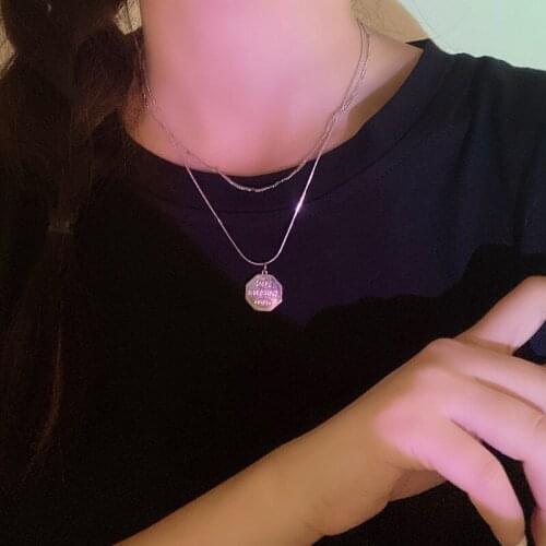 Dobule Layers Letters Geometric Necklace Women Hiphop Chain Necklace Jewlery