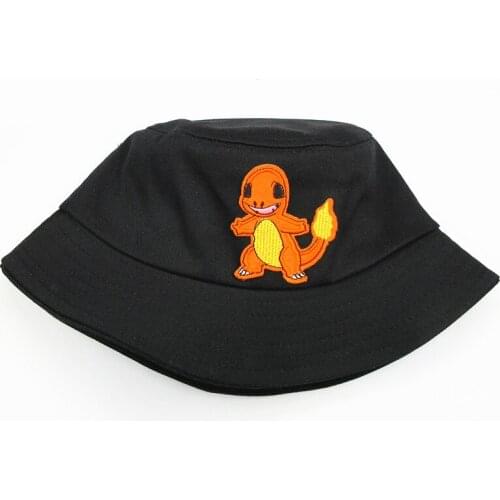 2021 Cartoon Dragon Embroidery Cotton Bucket Hat Fisherman Hat Outdoor Travel Hat Sun Cap Hats for Men and Women 10
