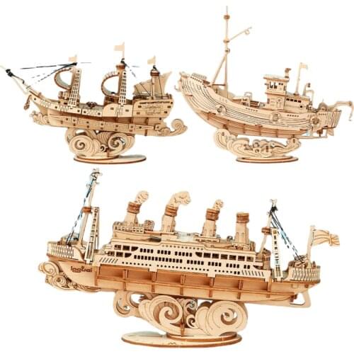 DIY Vintage Sailing Ship 3D Wooden Puzzle madera Assembly Building Kits Boat Educational SteamToy Gift for Children Teens Adult
