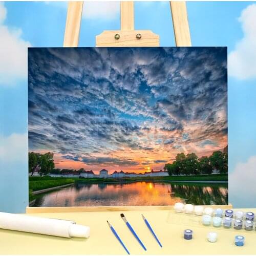 Scenery Landscape DIY Painting By Numbers Package Acrylic Paints 40*50 Canvas Painting Decoration For Children Handicraft