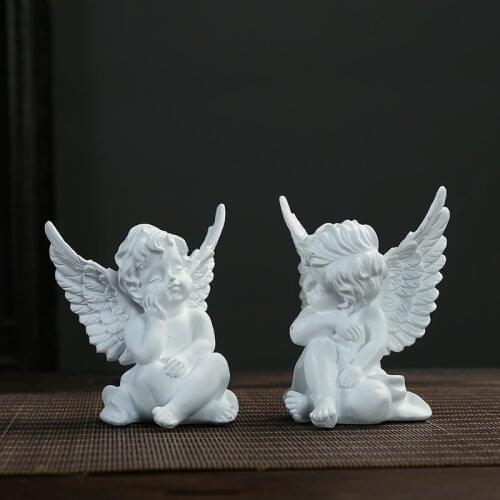SALES 2PCS/SET CUPID ANGEL SCULPTURE ARTS AMORETTO STATUE RESIN CRAFTS ROMAN MYTHOLOGY LIVING ROOM DECOR WEDDING GIFTS L3165