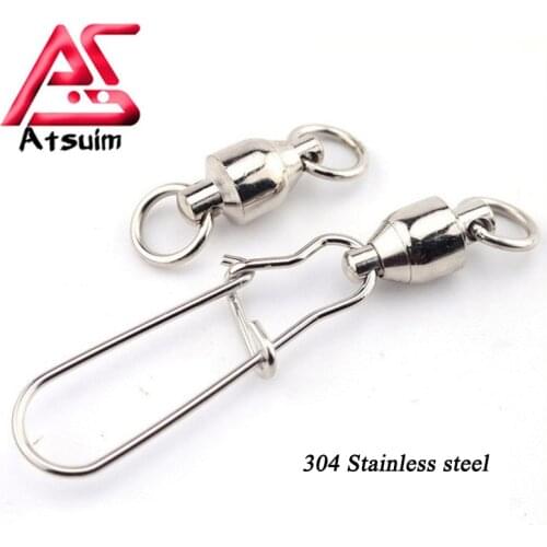 10pcs/pack Stainless Steel Fishing Swivels Connector Interlock Snap Strong Ball Bearing Rolling Swivel Link Fishing Tackle