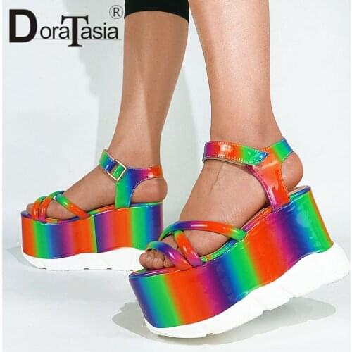 Luxury Brand Design Ladies High Platform Sandals Multicolor Wedges High Heels Womens Sandals Beach Comfy Summer Shoes Woman