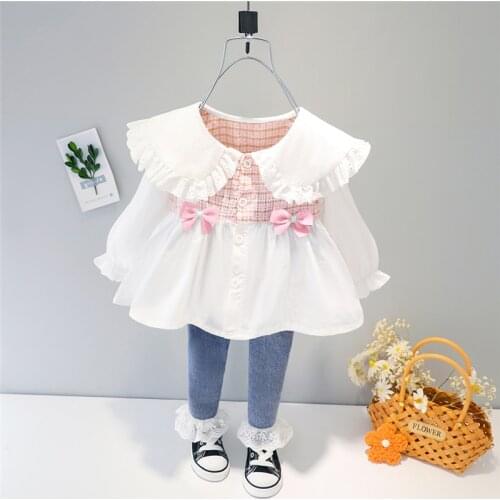 Toddler Infant Clothes 2021 Spring Baby Girls Clothing Sets Lace Bowknot Princess Tops Pants Children Kids Costume