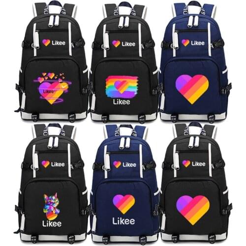 Likee Capacity Backpack For Teenage USB Charging LIKEE App Laptop School Bags For Boys Girls 2020 Russian Styles Zipper Mochila