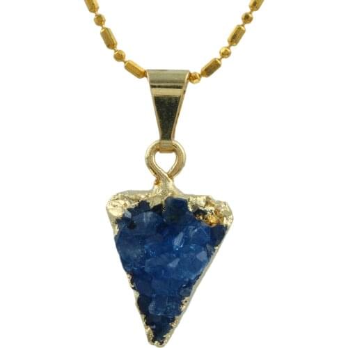 Gold Color Reiki Healing Geode Druzy Agate Pendant Triangle Square Crystal Stone Pendant For Diy Necklace Women Jewelry