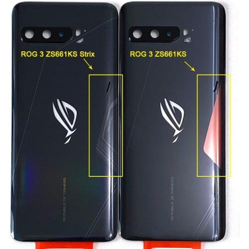 6.59" Original For Asus ROG 3 ROG Phone 3 ZS661KS Strix Back Cover Camera Frame Lens+3M Sticker Rear Door Battery Glass Housing