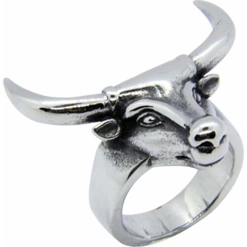 1pc Dropship Size 8-12 Polish Bull Head Ring 316L Stainless Steel Fashion Hip-hot Style New Animal Head Ring