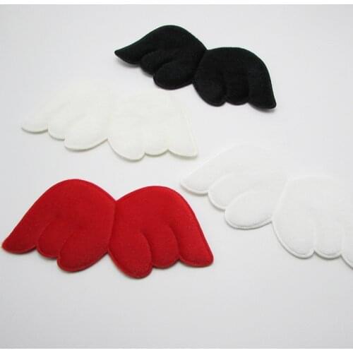 20PCS/LOT Two Side Furry Felt Angel wing Shape Padded Appliques For Kid DIY Patch And Baby Headwere Accessories