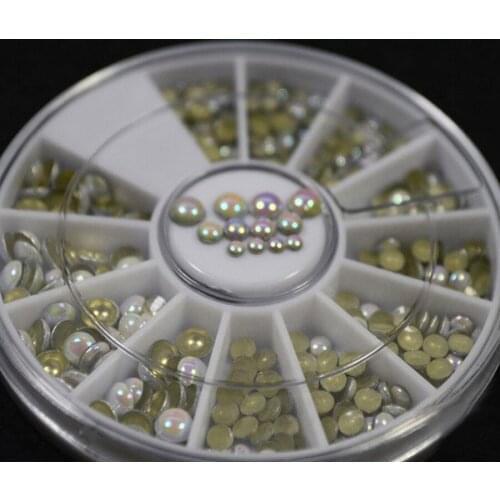200pcs Hot 3 sizes together Multicolor white rivets Rhinestone Nail Art Decoration 6cm 12 grid Nail turntable