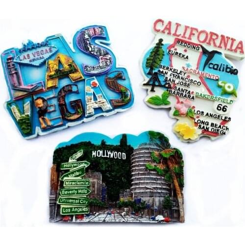 California Administrative Map Hollywood Landmarks 3D Fridge Magnets U.S Travel Souvenirs Refrigerator Magnetic Sticker