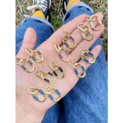 4 Pairs, Punk Crystal Gold Hoop Earrings For Women CZ Pave Drop Pendientes Statement Oval Earrings Brincos Bijoux Femme Jewelry