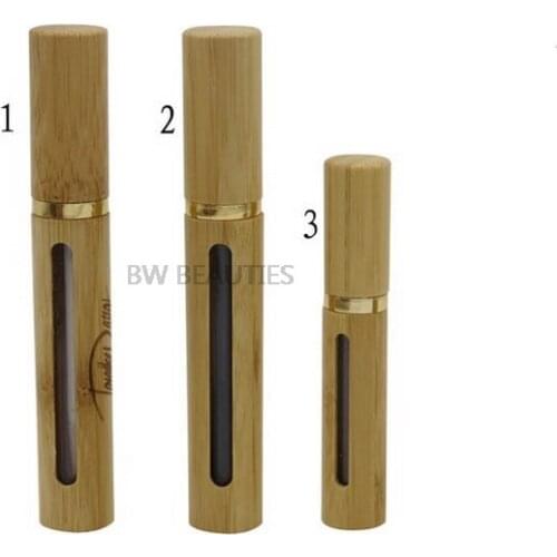 40pcs/lot Empty 5ml Bamboo Lip Gloss Tube Mascara Bottle 4ml Cosmetic Eyeliner Eyelash Tube Refillable Container