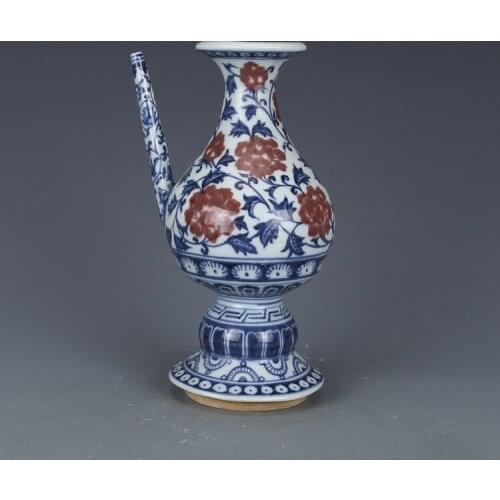Antique MingDynasty porcelain pot,blue & white red peony pot ,hand-painted crafts, home Decoration,collection & adornment