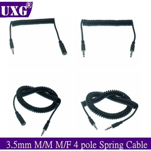 Aux Spring Cable with Microphone Gold-Plated 3.5mm Jack Male to Male Female 90 Degree Audio Cable Jack 3.5 for iPhone MP3 / MP4