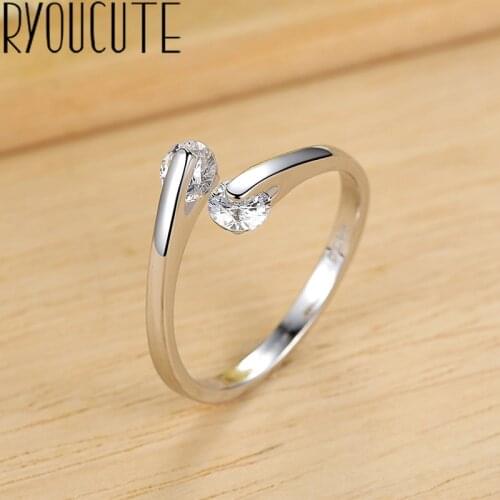 Bohemian Vintage Silver Color Zircon Rings for Women Wedding Trendy Jewelry Large Adjustable Antique Rings Anillos