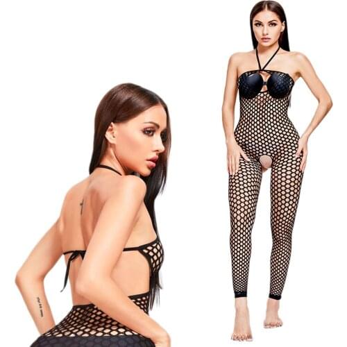 Plus size Sexy Lingerie Long sleeve Fishnet Bodysuit sleeveless Bodysuit Lingerie Sexy Erotic Open Crotch