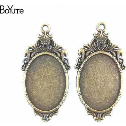 BoYuTe (50 Pieces/Lot) 25*18MM Oval Blank Cabochon Base Antique Bronze Silver Pendant Blank Diy Cabochon Jewelry Components