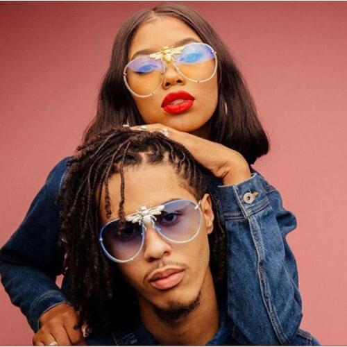 CLC 2021 Round Retro Punk Bees Sunglasses Women Female Luxury Brand Designer Sun Glasses Gradient Shades Lens Ladies UV400