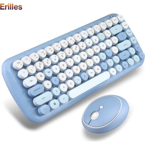 Colorful Wireless Keyboard Mouse for Mac/Windows 8 10 xp Office Gaming Computer Accessories 2.4G Mouse Cute Pink Keyboard 2020