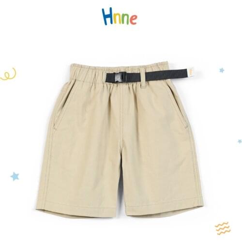 Hnne 2021 Summer New Kids Belted Chino Shorts Unisex Boys Girls Outdoor Wear Breathable Cotton Linen Childrens Shorts 3-14 Years