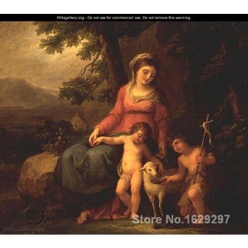 The Virgin Mary with the Christ Child and St John the Baptist by Angelica Kauffman Hand painted High quality