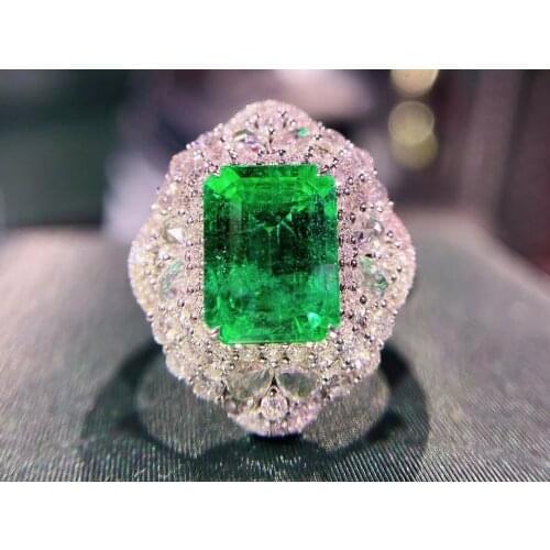 H317 Emerald Ring 2.72ct Pure 18K Gold Jewelry Green Emerald Gemstone Diamond Female Rings for women Fine Ring
