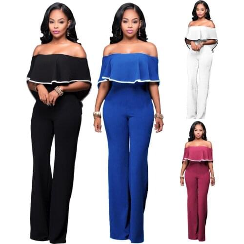 HOOYI Summer Ruffles Women tube wraps Jumpsuit Solid color Clothing Sexy Bodysuit