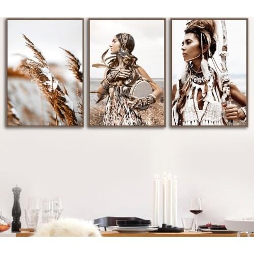 Indian Girl Dune Rice Quotes Wall Art Canvas Painting Nordic Posters And Prints Landscape Wall Pictures For Living Room Decor