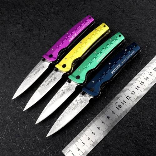 Pocket Damascus VG10 steel aluminum handle sharp outdoor tactical hunting self-defense multifunctional fruit folding knife