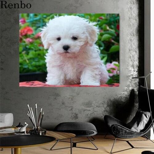 Photo custom puzzle white maltese dog Diamond Painting 5d diy Cross Stitch Square Embroidery diamond full rhinestones decoration