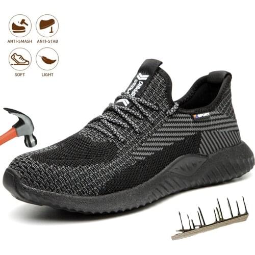 Mens Breathable Safety Shoes Light Comfort Protection Outdoor Sneakers Indestructible Steel Toe Anti-puncture Working Boot