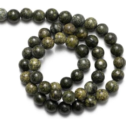Wholesale Natural Russian Serpentine Stone Beads 4 6 8 10 12mm Round Loose Beads Needlework for Jewelry Making DIY Bracelet