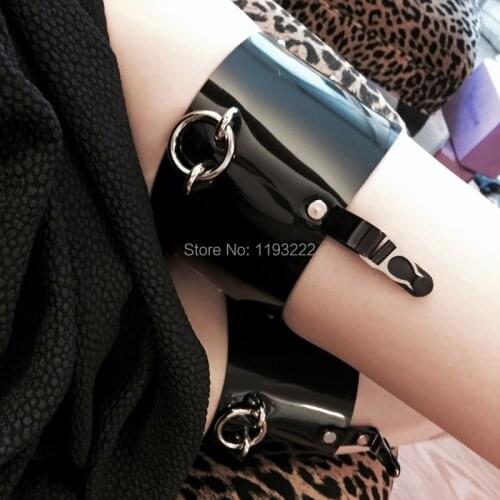 Cool Punk Handmade Adjustable O Round Metal Clear Transparent Vinyl Leg Garter Belt Suspender Strap Harness