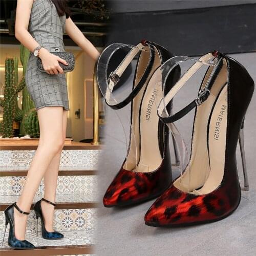 Hot! !! Nightclub Metal Heel Ultra-high Heel Fine Heel Sexy Heels Single-shoe Big Size Womens Shoes Goods Pumps