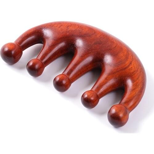 8 Types Hair Massage Comb 5 Teeth Natural Ebony Comb Head Meridian Massage Tool Handmade Anti Static Comb For Massage & Scraping