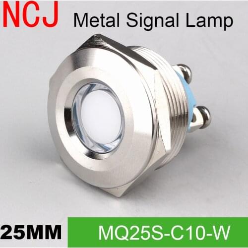 NCJ 25mm Metal LED Signal lamp Indicator pilot Warning light Signalization boat car panel dashboard 3V 6V 12V 24V 110V 220V