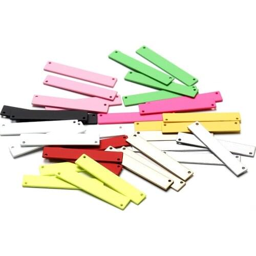 Multicolor copper rectangular stamping blank charm double hole rectangular connector charm suitable for DIY bracelet accessories