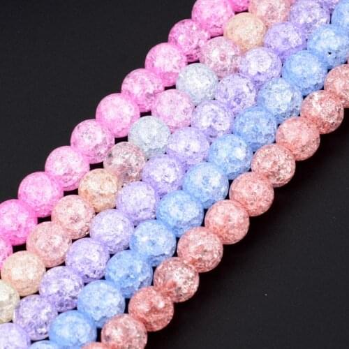 Natural Stone Multicolor Cracked Quartz Round Beads For Jewelry Making Spacer Loose Beads 6mm-12mm Diy Bracelets Jewellery 15"