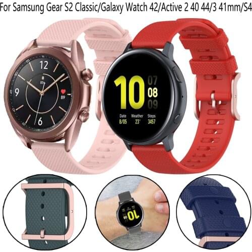 New 20mm silicone band For Samsung Gear S2 Classic/Galaxy Watch 42/S4/Active2 40/44/3 41 Replace fashion Smart Strap Accessories