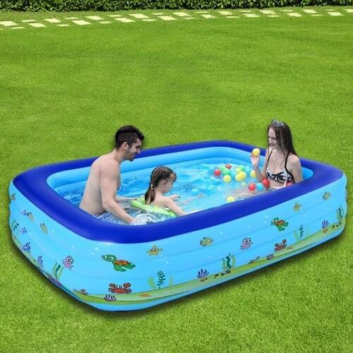 Outdoor Inflatable Pool Family Swimming Pool Inflatable Swimming Kiddie Pools Rectangular Paddling Pool for Kids Adults Babies
