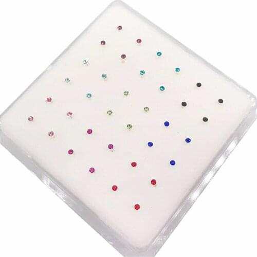 1.0mm nine colors fine jewelry 36pcs in one box body piercing jewelry hot sale earring studs