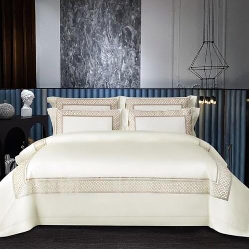 1400 TC Cotton Luxury embroidery Bedding Set Pillowcase Duvet Cover Sets Bed Linen Sheet Double Queen King Size Quilt Covers